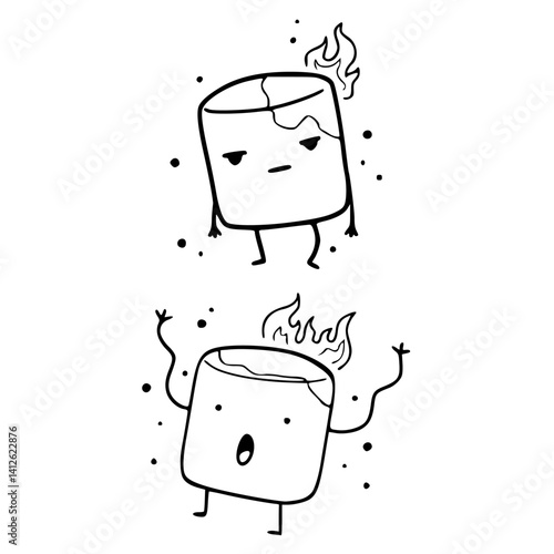 burning marshmallow cartoon characters