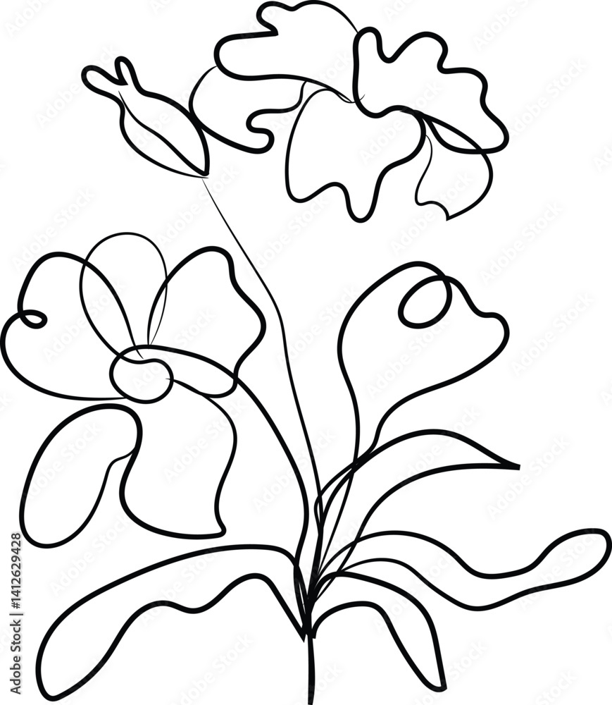 Fototapeta premium Cute vector flower sketch illustration art