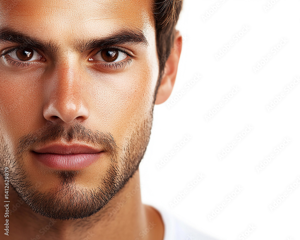 Fototapeta premium Business man on white background, smiling man in suit portrait close up