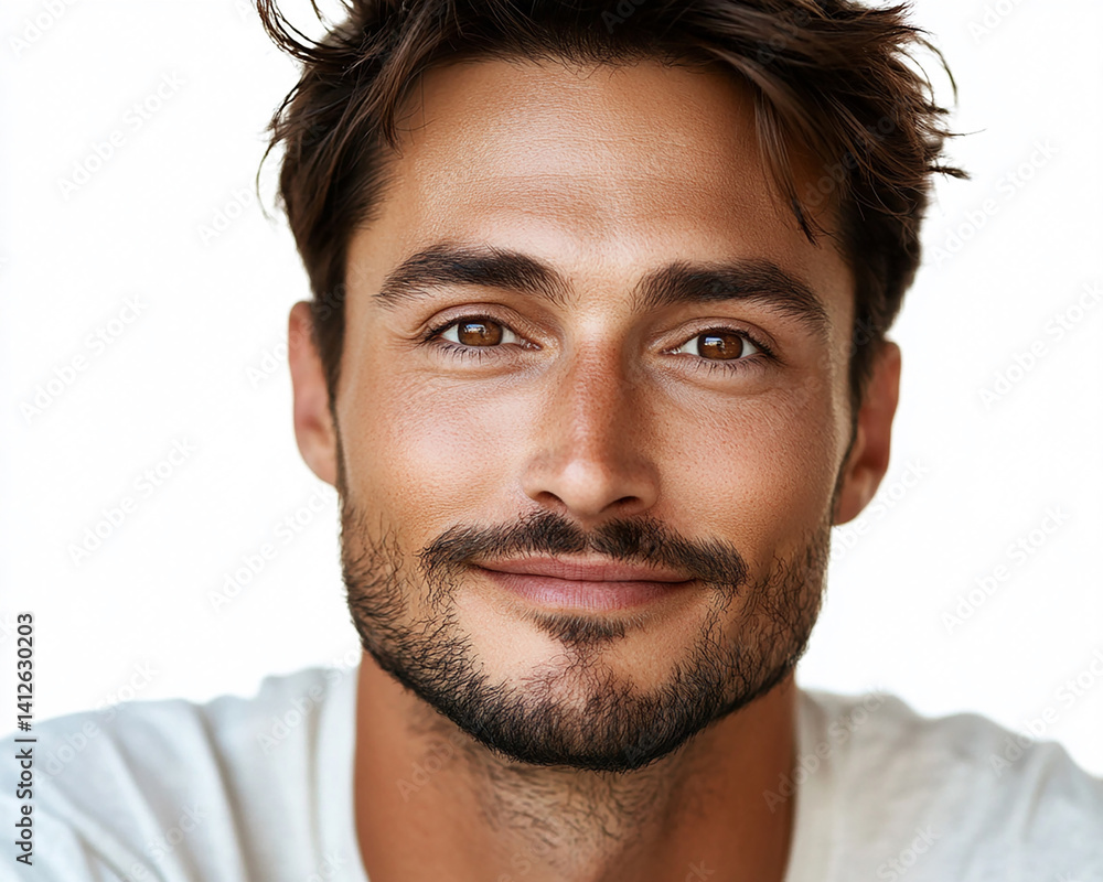 Fototapeta premium Business man on white background, smiling man in suit portrait close up