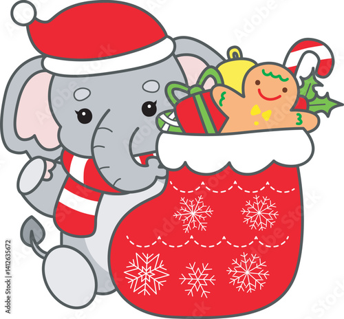 Cute Elephant vector icon. Funny baby Elephant animal series stock illustration. Life of fluffy Elephant designs.