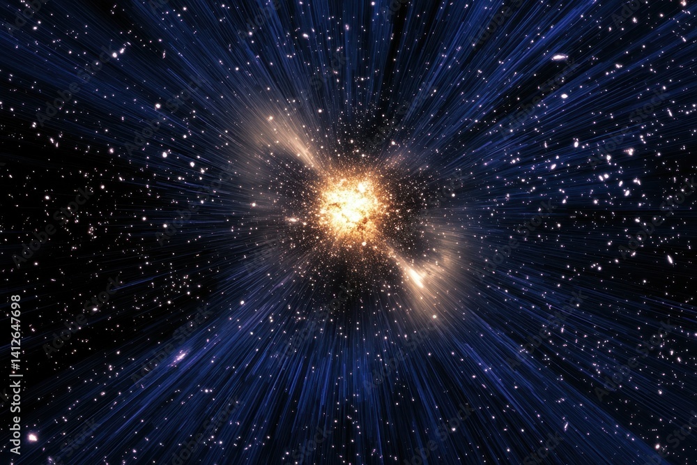 Obraz premium Vibrant cosmic explosion signaling formation of stars and galaxies in deep space