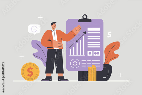 Business Presentation: Financial Growth Analysis with Charts and Data