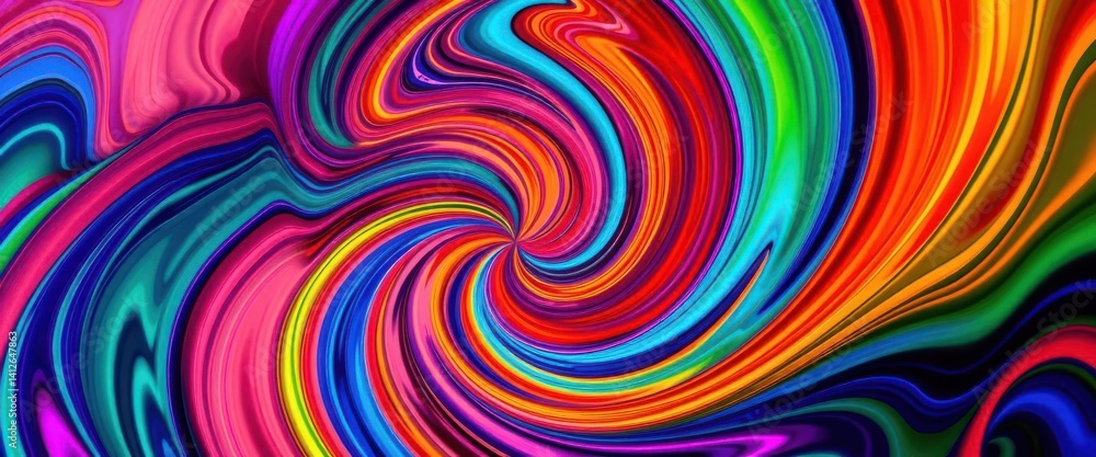 Abstract swirling multicolored circle, vibrant twisted wave design, art, background Abstract swirling multicolored circle, vibrant twisted wave design, art, background