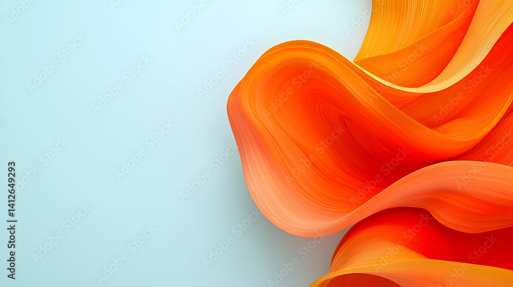 Abstract Orange Design With Light Blue Background