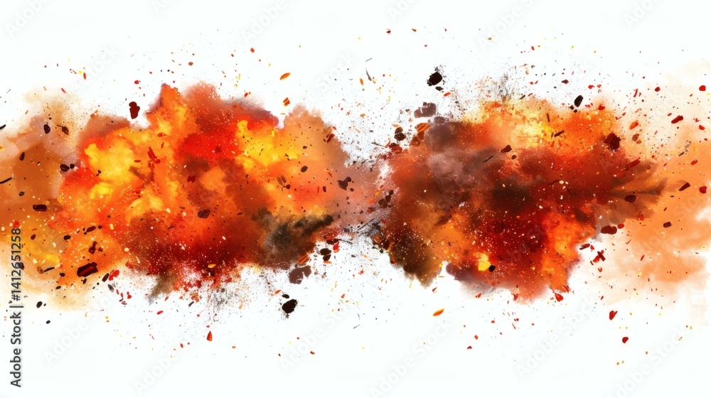 Fiery Explosion Border with Vivid Orange and Red Flames Against White Backdrop for Bold Design Applications Fiery Explosion Border with Vivid Orange and Red Flames Against White Backdrop for Bold Design Applications
