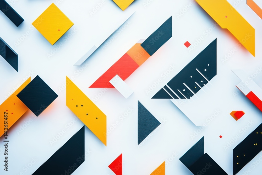 Abstract geometric shapes scattered on white background creating modern art design composition visually appealing Abstract geometric shapes scattered on white background creating modern art design composition visually appealing
