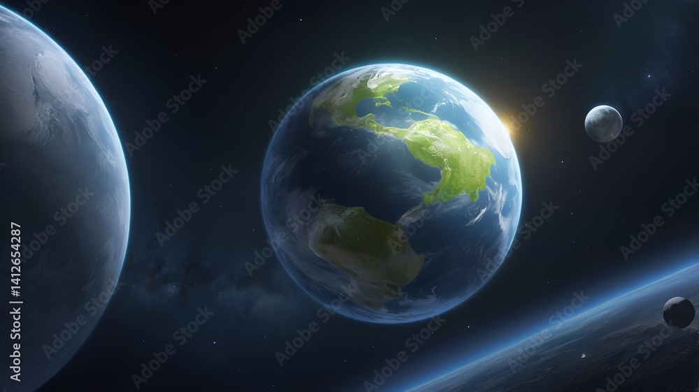 Obraz premium earth and moon