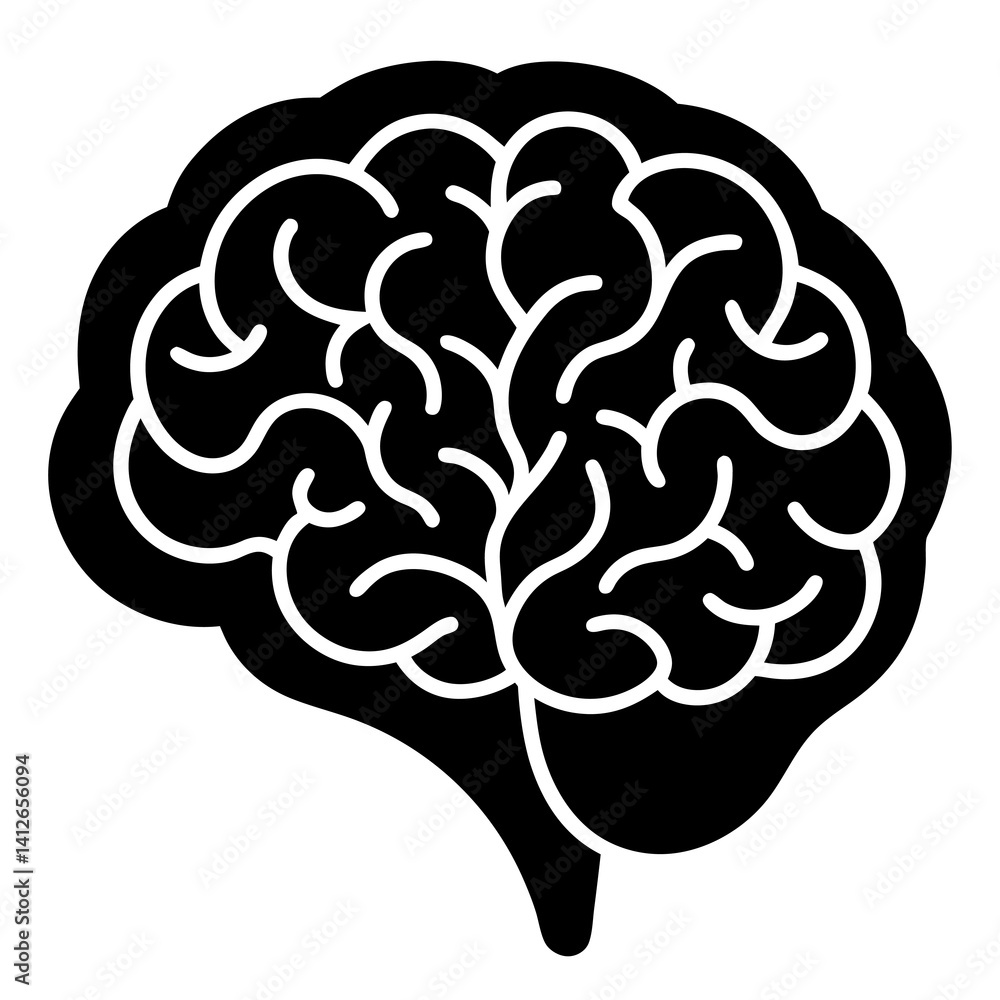 Brain or mind side view flat vector icon on white background Brain or mind side view flat vector icon on white background