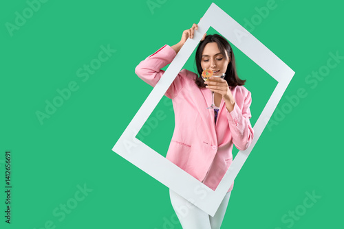 Beautiful young woman with ...