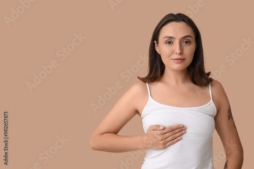 Young woman checking her br...