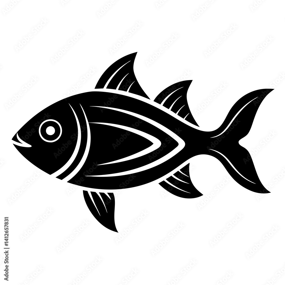 sea fish icon logo illustration black shape white sea fish icon logo illustration black shape white