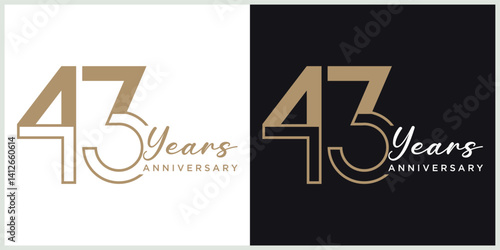 anniversary 43th logotype vector with brown and white color for special celebration day