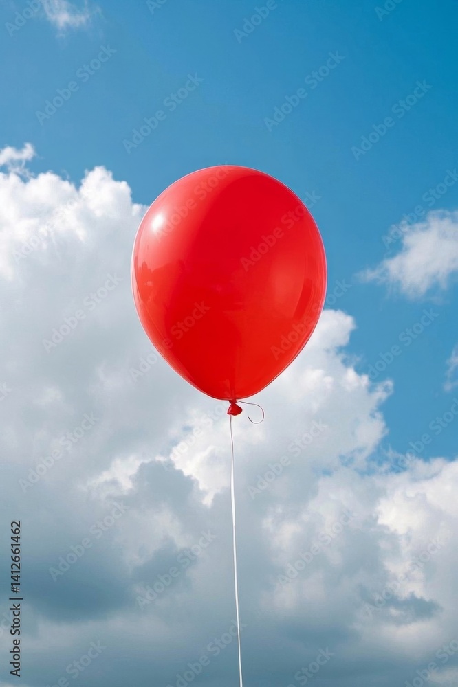 Obraz premium there is a red balloon floating in the air with a blue sky behind it