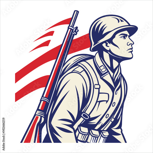 Vintage Military Poster 1940 US Soldier
