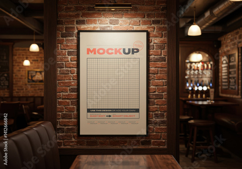Poster Frame Mockup in Pub