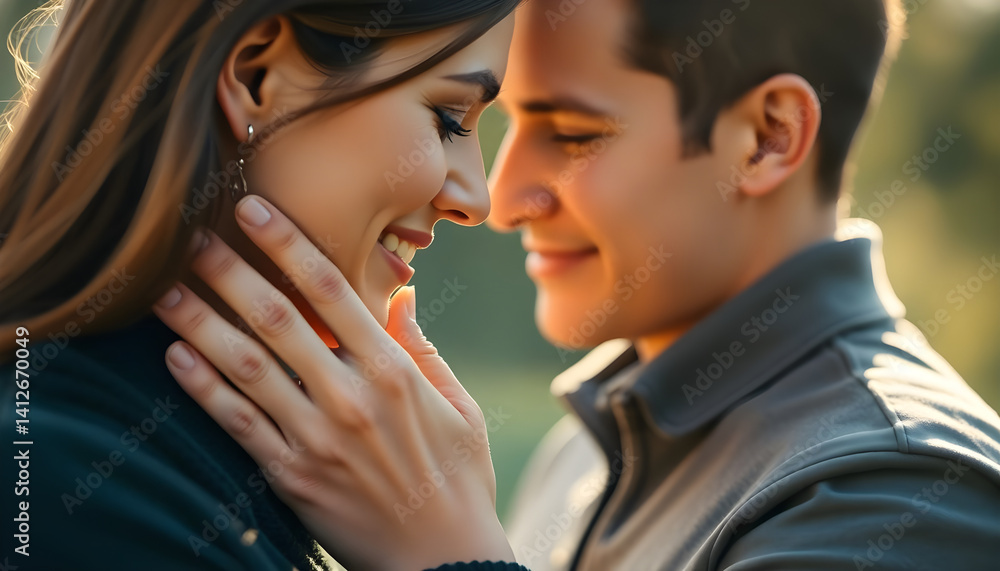 Fototapeta premium man and a woman smile at each other