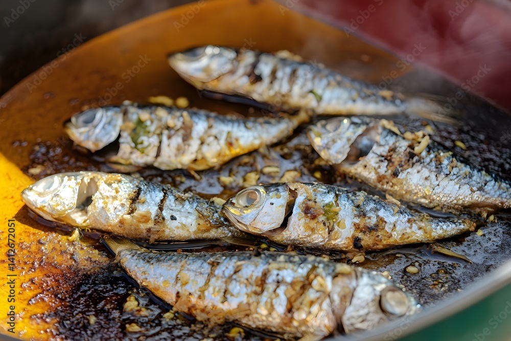 Pan-Fried Sardines Garlic Herb Recipe Food Photography Pan-Fried Sardines Garlic Herb Recipe Food Photography