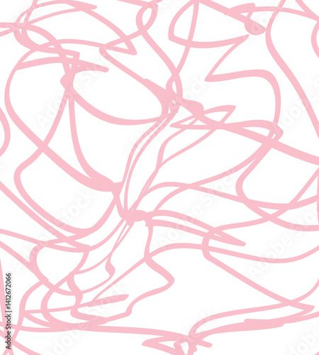  Dynamic and playful abstract pattern featuring pink scribble lines over a clean white backdrop. The freeform, chaotic style adds energy and a modern artistic flair to designs
