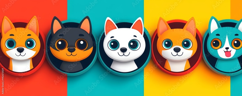 Cats and Dogs Pixel Art Stickers in an Adorable Collection Cats and Dogs Pixel Art Stickers in an Adorable Collection