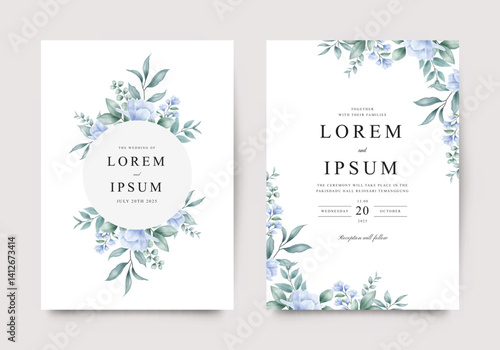 Watercolor floral set for wedding invitation template