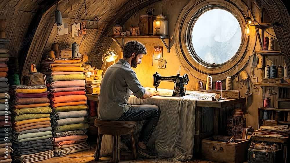 Cozy attic studio, artisan sewing Cozy attic studio, artisan sewing