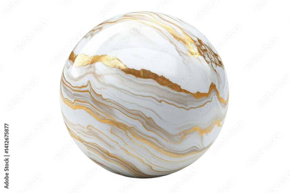 White and gold sphere with flowing marble veins featuring smooth surfaces and intricate golden lines The elegant design exudes a sense of luxury and beauty Isolated on transparent background. White and gold sphere with flowing marble veins featuring smooth surfaces and intricate golden lines The elegant design exudes a sense of luxury and beauty Isolated on transparent background.
