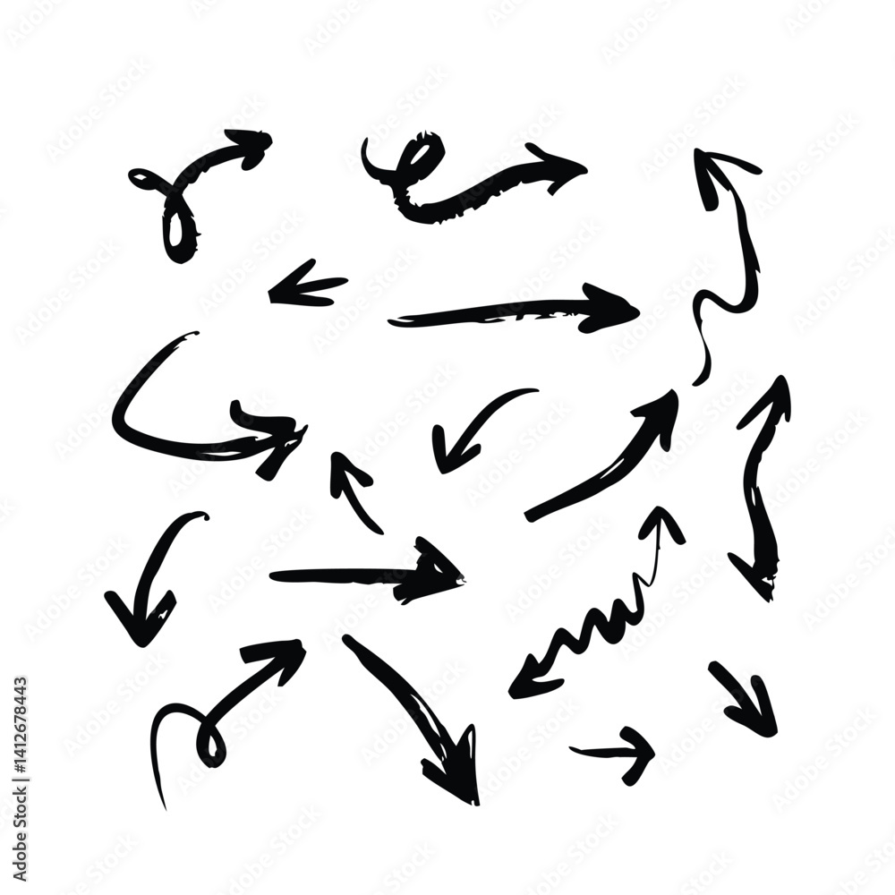 Sketchy Black Arrows Vector Set vector illustration Sketchy Black Arrows Vector Set vector illustration