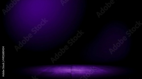 Dark Empty Room with Glowing Purple Light on Floor