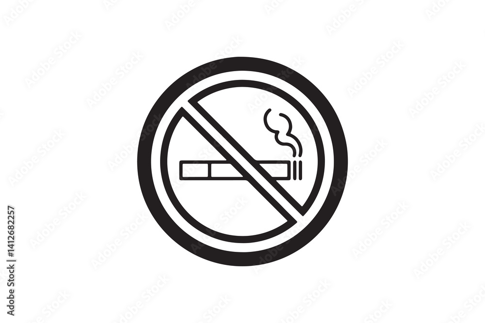 No Smoking Sign Icon Vector Silhouette Smoking Prohibited Symbol in Flat Design No Smoking Sign Icon Vector Silhouette Smoking Prohibited Symbol in Flat Design