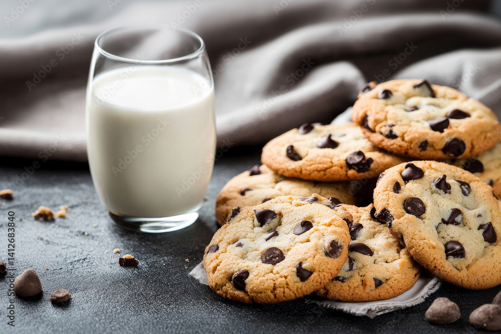 stack of cookies and glass of white milk stack of cookies and glass of white milk