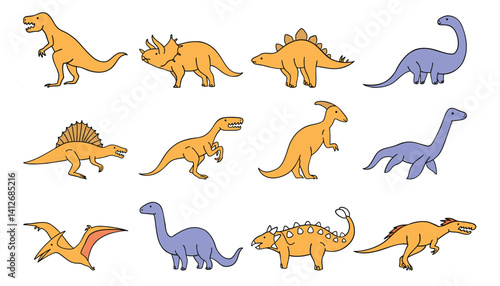 Set of Dinosaur Illustration in Children Style