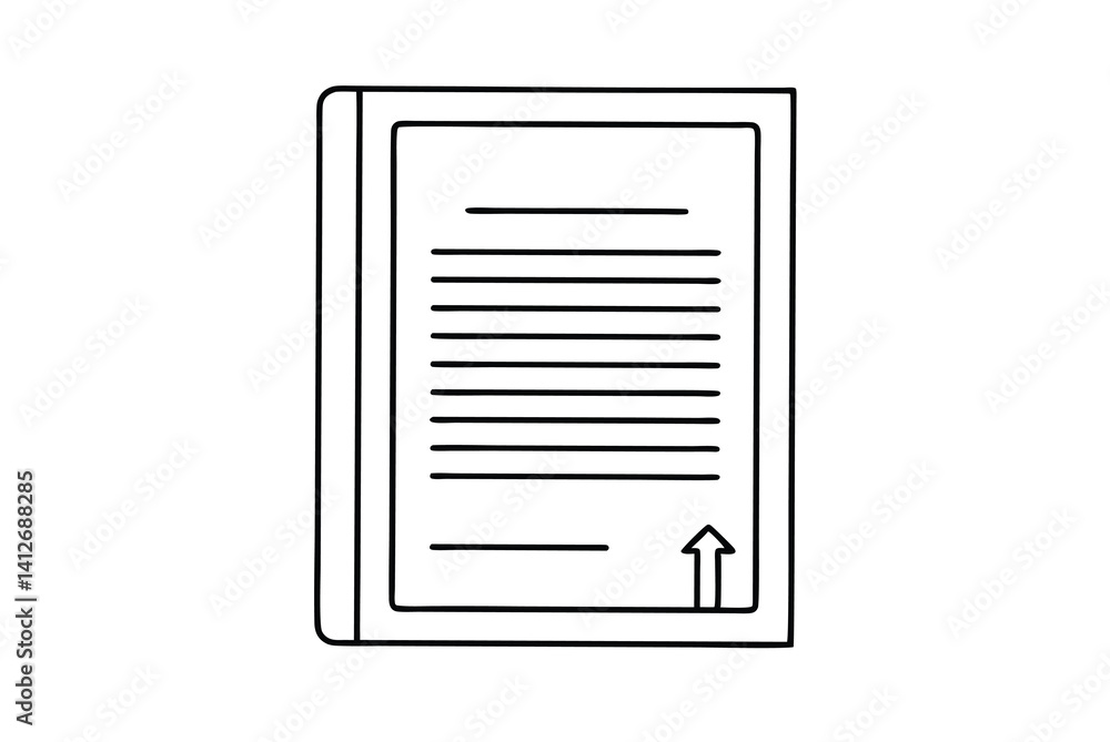 Notepad With Lines And Arrow Hand Drawn Style Illustration Isolated On White Notepad With Lines And Arrow Hand Drawn Style Illustration Isolated On White