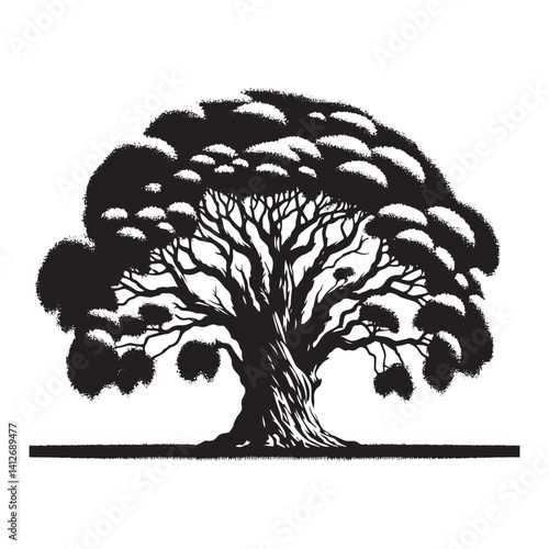 Lombardy poplar tree - Black and White tree Design - Lombardy poplar tree Silhouette - Vector of tree.