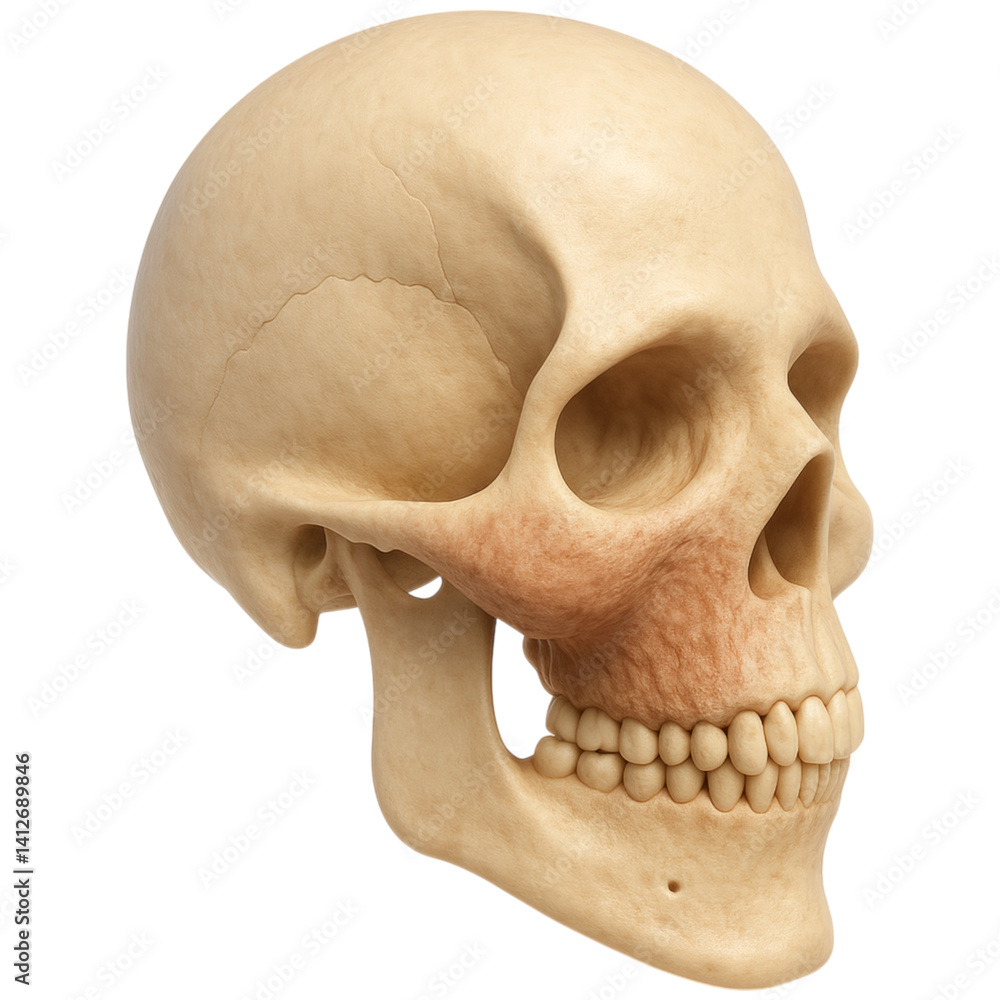 Obraz premium detailed 3D rendered illustration of human skull on transparency background, highlighting facial bone structure