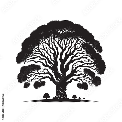 Lombardy poplar tree - Black and White tree Design - Lombardy poplar tree Silhouette - Vector of tree.