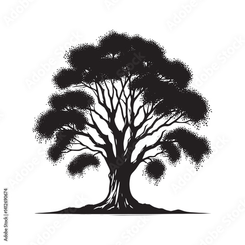 Lombardy poplar tree - Black and White tree Design - Lombardy poplar tree Silhouette - Vector of tree.