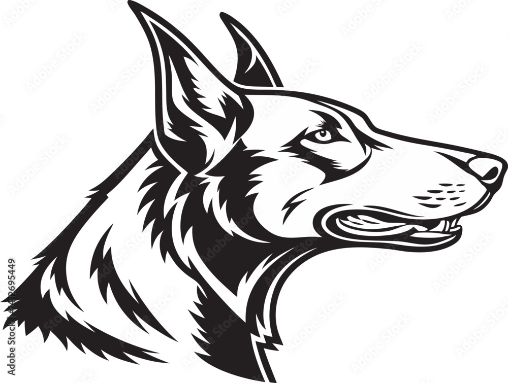 Naklejka premium German Shepherd Head Logo Vector – Fierce Dog Mascot Illustration