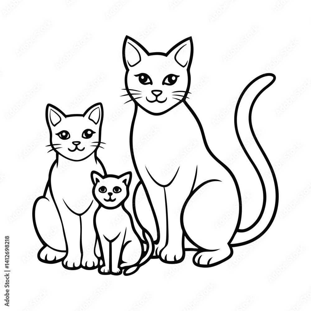 Fototapeta premium Black Line Cat Sketch Vector for Modern Pet Artwork