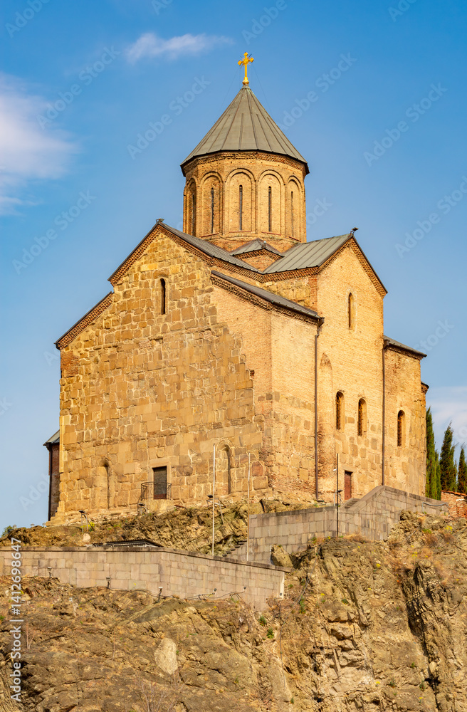 Ancient Metekhi church in center of Tbilisi, Georgia
