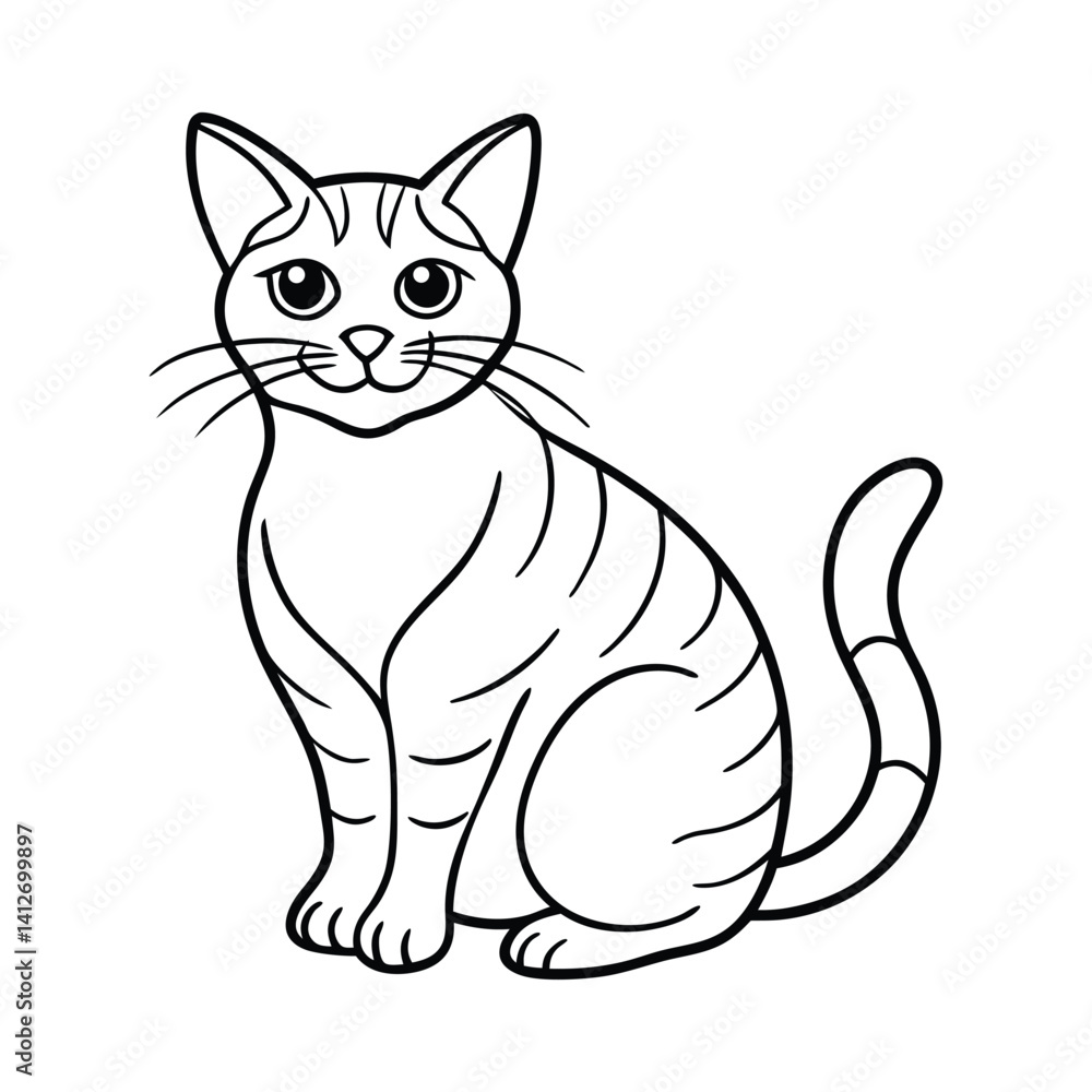 Elegant Cat Outline Vector for Animal Design Projects Elegant Cat Outline Vector for Animal Design Projects