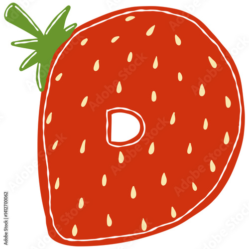 strawberry - D- a white background