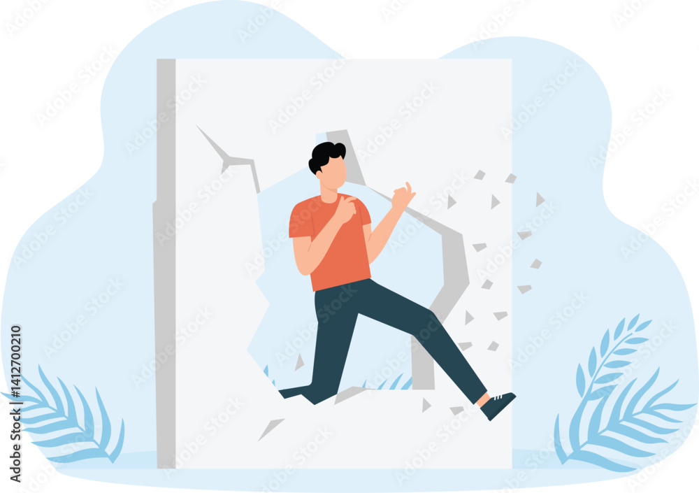Business people destroy walls and smash obstacles in different ways and break concrete and brickwork and glass. Men hard path to success and nowadays concept
Business people destroy walls and smash obstacles in different ways and break concrete and brickwork and glass. Men hard path to success and nowadays concept