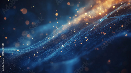 3D render, abstract background with pink glowing particles and dots forming a wave pattern.