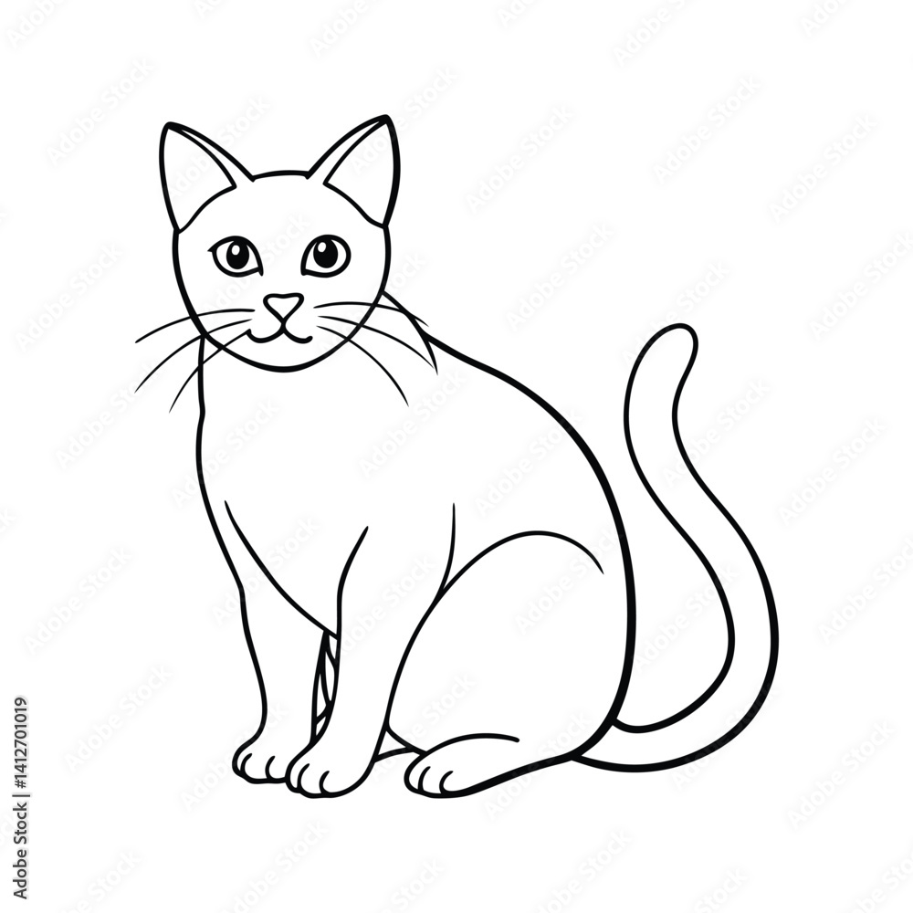 Obraz premium Simple Cat Line Art Vector on White Background for Designers