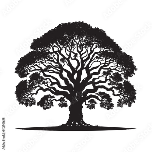 Lombardy London plane tree Vector - Minimalist Tree Silhouette - Tree Design - Tree Artwork.
