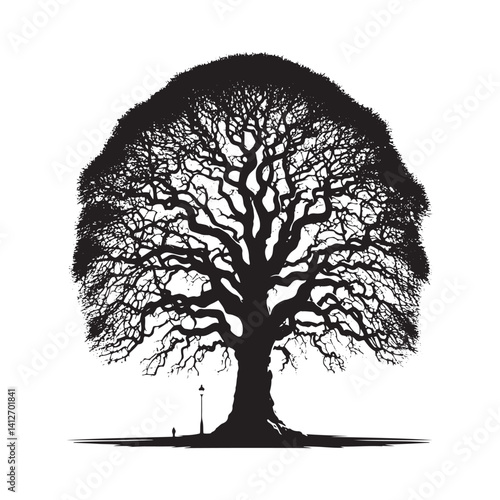 Lombardy London plane tree Vector - Minimalist Tree Silhouette - Tree Design - Tree Artwork.