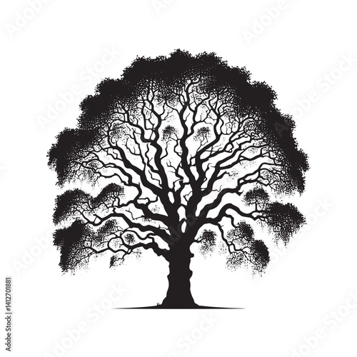 Lombardy London plane tree Vector - Minimalist Tree Silhouette - Tree Design - Tree Artwork.