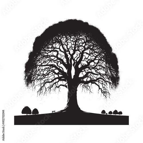Lombardy London plane tree Vector - Minimalist Tree Silhouette - Tree Design - Tree Artwork.