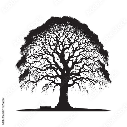 Lombardy London plane tree Vector - Minimalist Tree Silhouette - Tree Design - Tree Artwork.